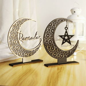 DAMAI Wholesale Eid Mubarak Decor Muslim Decorative <b>Star</b> Moon <b>Lights</b> Ornaments Hollow Wooden Crafts for Bedroom Wall Decor - Product Image 1