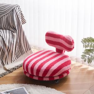 Tabouret pivotant style tatami, pouf de salon, chaise à rayures noires et blanches, pouf enfant pour la maison - Product Image 2