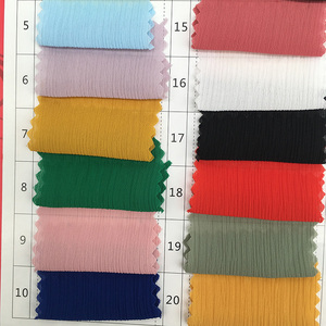 Nhà Cung Cấp Trung Quốc 100D Nhăn Voan Đồng Bằng Nhuộm 100% Polyester Xếp Li Vải Voan Cho Trang Phục - Product Image 3