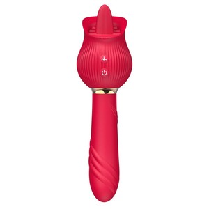 Vibromasseur en forme de rose avec ventouse et fonction de léchage pour stimulation clitoridienne et du point G chez la femme - Product Image 1