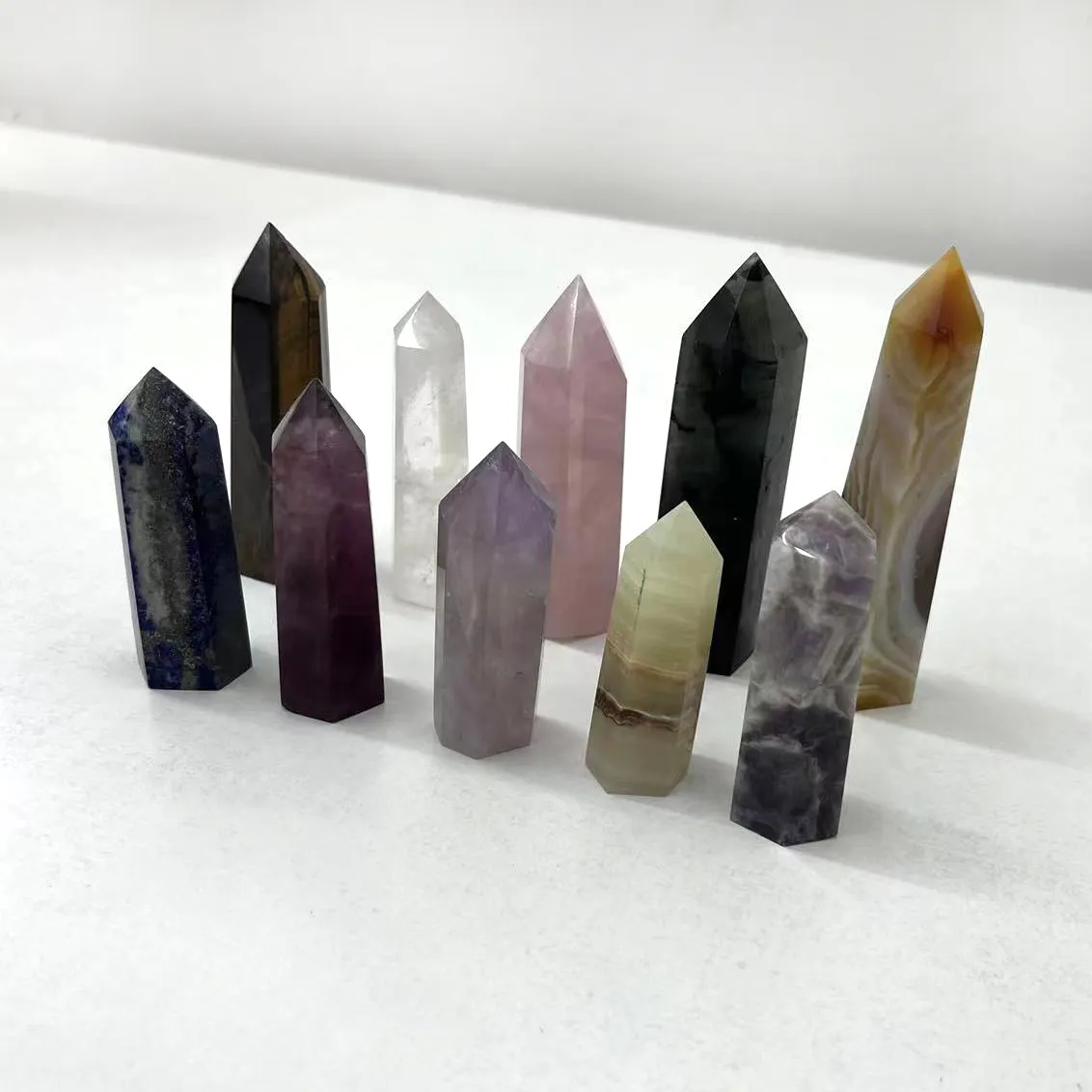 Wholesale Natural Crystals Point Rose Quartz Tower Amethyst Healing Crystal
