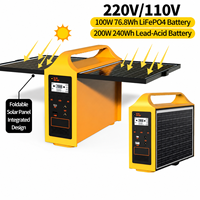 Nouvelle conception de station d'alimentation portable pour le camping en plein air et la maison, générateur solaire 100W 200W, batterie externe, alimentation de secours à domicile avec panneau solaire