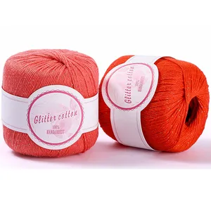 China hand knitting glittery yarn factory hot sale 50g bobbins acrylic cotton mixed yarn with lurex