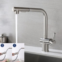 Robinet de cuisine flexible de haute qualité avec douchette extractible, en acier inoxydable 304, valve en céramique, simple, moderne et contemporain