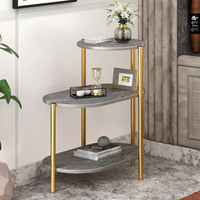Étagère en marbre noir à 3 niveaux avec cadre doré-Étagère d'affichage moderne pour salon, chambre et bureau