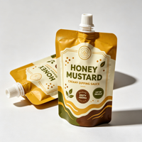 Pochette Souple Transparente Personnalisée de Qualité Alimentaire avec Bec Verseur pour Ketchup et Sauce Tomate, 200ml, Vente en Gros