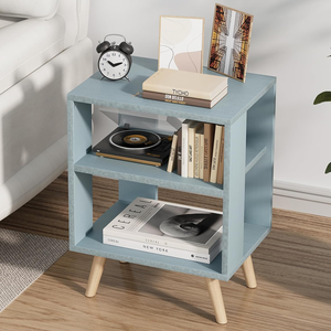 Modern <strong>Blue</strong> End <strong>Table</strong> with Open Storage, 2-Tier Nursery <strong>Bedside</strong> <strong>Table</strong> for Small Spaces - Product Image 1