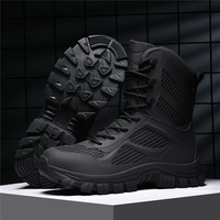 Bottes tactiques pour hommes à bout rond de grande taille, respirantes, avec doublure en mesh, fermeture à lacets, semelle extérieure en caoutchouc, pour la randonnée en plein air