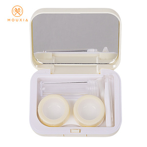 Étuis à lentilles imprimés chaton de dessin animé, boîtes en carton portables pour le voyage, assorties à une pochette en microfibre, accessoires pour lunettes - Product Image 4