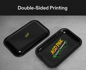 Plateaux à rouler pour herbes et tabac, en métal rond noir brillant, avec logo personnalisé, impression sérigraphique, couvercle magnétique, taille personnalisée - Product Image 6