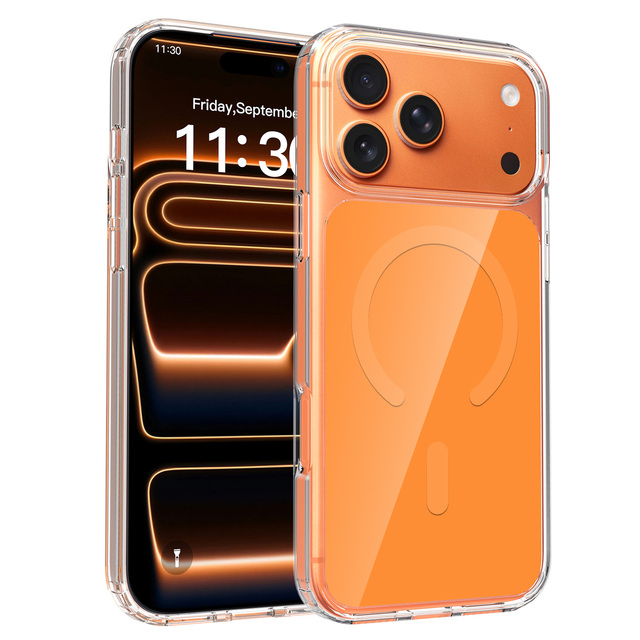 Magnetic Phone Case for iPhone 16Pro Max Transparent Clear Slim Soft TPU Shockproof Anti Yellowing Mobile Phone Cover