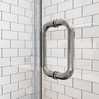 Porte de douche d'angle moderne sans cadre en verre trempé de 3/8 po avec charnières pour salle de bain, hôtel et villa