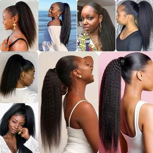 Queue de cheval en cheveux humains vierges brésiliens Remy 4b 4c Afro Kinky Curly à enrouler avec cordon de serrage 100g - Product Image 4