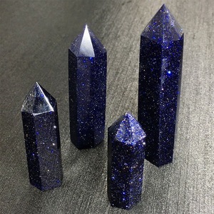 Offre Spéciale : Obélisque Bohème en Grès Bleu, Pointe Unique, Cristal Brut Sculpté, Wicca, Feng Shui, Méditation, Cadeau d'Halloween - Product Image 1
