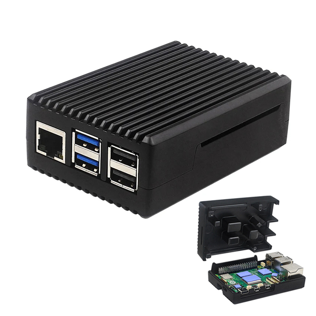 Raspberry Pi 5 Aluminium Case Metal Heatsink Passive Cooling Enclosure with Switch Button Silent Heat Dissipation for Rpi 5 Pi5