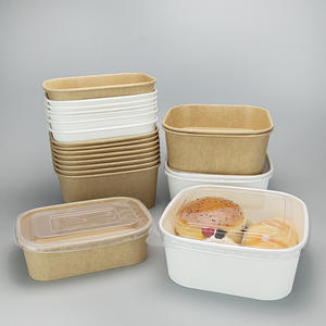 กล่องใส่อาหารแบบถ้วยกระดาษทรงสี่เหลี่ยมผืนผ้ากล่องใส่เค้กกลับบ้านพร้อมฝาปิดสำหรับสลัดอาหารตะวันตกกล่องอาหารกลางวัน - Product Image 2