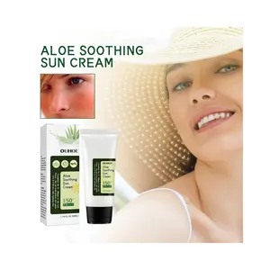 Oem doğal Aloe Vera güneş kremi Spf 50 Aqua güneş kremi nemlendirici yüz vücut su bazlı Aloe Vera Spf 50 güneş koruyucu