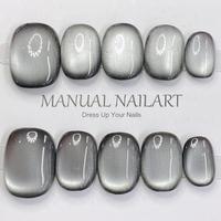 Couleur unie oeil de chat Simple 10 pièces à la main acrylique ongles en gros faux ongles presse sur les ongles