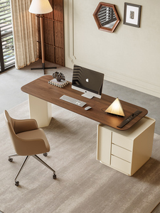 โต๊ะคอมพิวเตอร์อเนกประสงค์สไตล์วอลนัทหรูหราทันสมัยทำจากไม้ครีมลมทำจากไม้ดีไซน์ร่วมสมัยเบา - Product Image 2