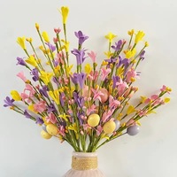 Nouvelle Décoration de Pâques en Plastique : Branches d'Œufs et Baies, Bouquet Lumineux, Couronne, Décorations d'Œufs pour Fêtes et Réunions Intérieures