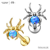 Boucles d'oreilles clous en titane ASTM F136 avec opale pour femme, clous d'oreille en cartilage avec filetage interne, bijoux d'Halloween