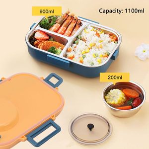 3 Compartment Stainless Steel Bento <b>Lunch</b> Box <b>Set</b> for Kids & Adults Dishwasher Safe Heatable Leak Proof - Product Image 3