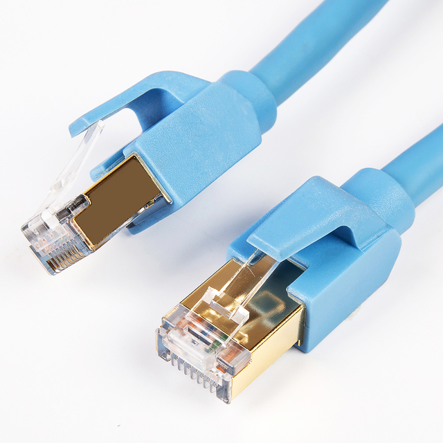 Cat8 Ethernet Cable 2000MHz 40Gbps High Speed Pure Copper PVC FTP Gold Plated RJ45 Flat Patch Cord CE Certified 32AWG