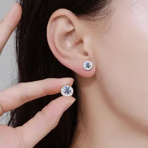 Gioielli di lusso raffinati orecchini 925 in argento Sterling con diamanti pieni di Moissanite orecchini magnetici all'ingrosso orecchini personalizzati