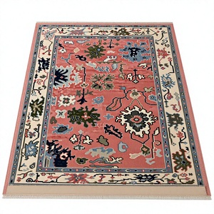 Tapis traditionnel rose en laine à motifs floraux, noué à la main, écologique, à poils ras, épaisseur moyenne, avec envers en coton, pour couloir et salon - Product Image 5