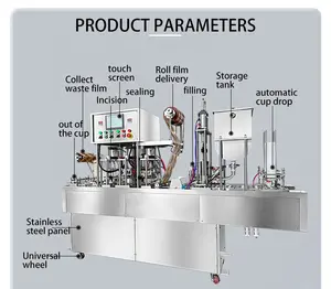 Mesin penyegel pengisi cangkir puding yogurt teh Boba gelembung otomatis