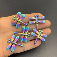 Vente en gros de sculptures de libellules en bismuth doré, pierres de guérison Reiki en cristal, artisanat animalier pour la décoration de la maison, cadeau