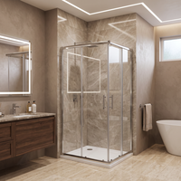 Porte de douche en verre trempé 8 mm avec revêtement anti-calcaire et cadre chromé, entretien facile, modèle européen