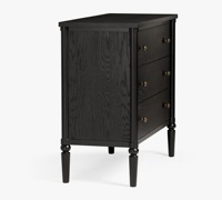 Commode vintage française en chêne noir à 3 tiroirs, petite commode avec poignées en laiton, meuble de rangement de chevet