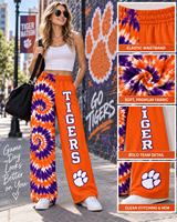 Pantalon de survêtement large pour femme avec logo personnalisé, style tie-dye, streetwear, pour les jours de match universitaires, décontracté, athlétique, baggy