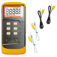 Thermomètre numérique industriel à double canal avec capteur de température à thermocouple de type K en métal, indice de protection IP55, modèle 6802II