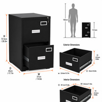 Gabinete móvil ajustable de oficina con 2 cajones personalizados, gabinete de almacenamiento de metal y acero.
