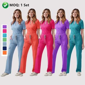 2026 Women V Neck Scrubs Uniforms Set Stretch Medical Uniformes Medicos Hospital Workwear Nursing Scrub Suit - Product Image 1