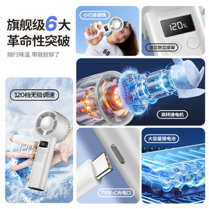 Mini ventilador portátil de mano con pantalla digital, diseño sin aspas recargable por USB para uso en exteriores e interiores, escritorio de estudiantes y hogar - Product Image 4