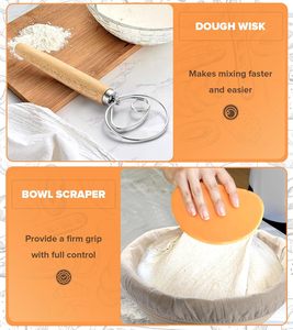 Sourdough Starter Proofing Basket Bread <b>Baking</b> Set Supplies with Bread Making Tools <b>Silicone</b> Bread Sling Set for Kitchen - Product Image 4