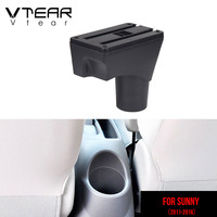 Vtear pour Nissan Sunny Versa, accoudoir en cuir PU ABS avec chargeur USB, boîte de rangement pour console centrale, accessoires intérieurs de voiture