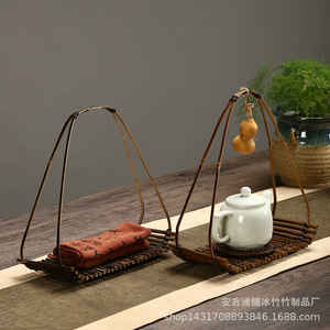 Bamboo Raft <b>Basket</b> Handmade Bamboo Woven Serving <b>Tray</b> For Dessert Fruit Pastry Desktop Ornament Hotel Decoration - Product Image 2