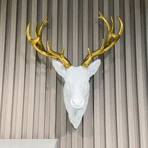 تمثال رأس غزال ذهبي من الراتنج للتعليق على الحائط من ستار كرافت، زينة عيد الميلاد، ديكور منزلي، قلادة للزينة - Product Image 4