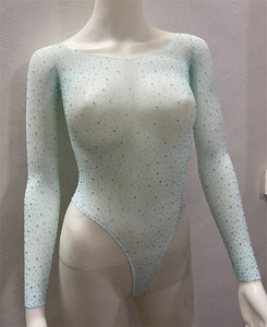Hot Rhinestone Mesh <b>Bodysuit</b> for Women Clubwear <b>Sparkly</b> Dance Costume Outfit - Product Image 4