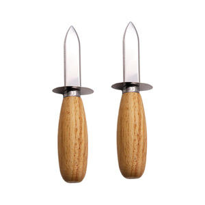 Cuchillo para Abrir Ostras de Acero Inoxidable con Mango de Madera para Herramientas de Mariscos - Product Image 1