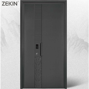 Porte d'entrée pivotante en acier ZEKIN DOOR, moderne et élégante, antivol, avec verre composite, pour villa - Product Image 5