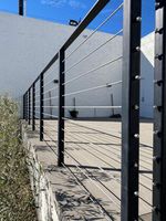 DBM Garde-corps moderne en câble carré en acier inoxydable 316, résistant à la rouille, garantie 5 ans, fixation au sol pour escalier et balcon domestique