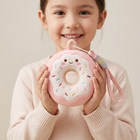 Porte-monnaie en peluche personnalisé Kawaii en forme de donut, porte-clés, pochette zippée en peluche de dessin animé, rangement pour écouteurs, pendentif de sac à dos