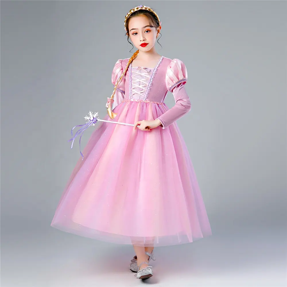 Mädchen Prinzessin Rapunzel Dress Up Langarm Kinder Fantasie Kleines Mädchen Neuheit Party Cosplay Sofia Kostüm Kleid