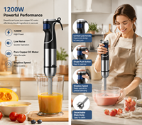 Mixeur Plongeant Électrique Silencieux 1200W Haut de Gamme avec Moteur en Cuivre Pur, Vitesse Variable à Touche Unique, Idéal pour la Cuisine Domestique
