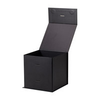 Boîte cadeau en carton noir de luxe unique avec ruban personnalisé et fermeture magnétique
